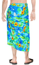 Load image into Gallery viewer, LA LEELA Soft Light Printed Swimwear Wrap Party Male 72&quot;X42&quot; Turquoise Blue 6273 123289