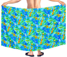 Load image into Gallery viewer, LA LEELA Soft Light Printed Swimwear Wrap Party Male 72&quot;X42&quot; Turquoise Blue 6273 123289
