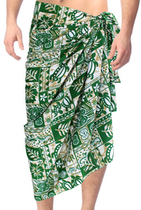 LA LEELA Men's Boho Shawl Beach Towels Sarong Wrap Cover Up One Size Green_F334
