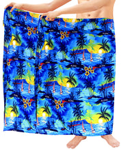 Load image into Gallery viewer, la-leela-men-sarong-soft-light-printed-swimsuit-wrap-pareo-mens-beach-72x42-blue_2952