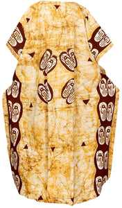 LA LEELA Cotton Batik Printed Women's Kaftan Kimono Summer Beachwear Cover up Dress  Maroon_F262