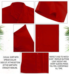 la leela mens regular size casual camp beach hawaiian shirt aloha tropical beach front pocket short sleeve red