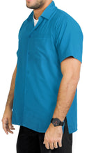 Load image into Gallery viewer, LA LEELA Men&#39;s Beach Hawaiian casual Aloha Button Down Short Sleeve shirt Blue_W876