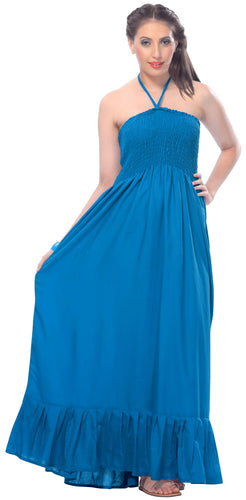 la-leela-evening-beach-swimwear-rayon-solid-womens-party-top-skirt-tube-dress-teal-blue-2107-one-size