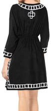Load image into Gallery viewer, La Leela RAYON Embroidered Plain Designer Beach Cover up Casual Top Tunic Black