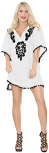 Load image into Gallery viewer, Women&#39;s embroidered Beachwear Swimsuit Swimwear Bikini Cover up Caftan Top White