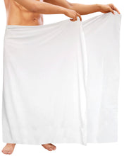 Load image into Gallery viewer, LA LEELA Rayon Solid Casual Bathing Beach Swimsuit Mens Wrap 78&quot;X39&quot; White 6287 123670