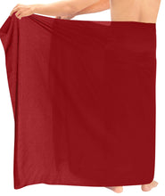 Load image into Gallery viewer, La Leela Men&#39;s Hawaiian Beach Wrap Sheer Sarong Swimming Bathing Suit Towel Beachwear Swim Pareo Cover up Long 72&quot;X42&quot;  Red 123672