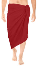 Load image into Gallery viewer, La Leela Men&#39;s Hawaiian Beach Wrap Sheer Sarong Swimming Bathing Suit Towel Beachwear Swim Pareo Cover up Long 72&quot;X42&quot;  Red 123672