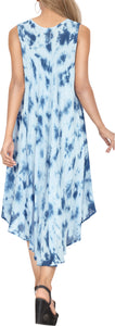 Women's Caftan Cover up Rayon Plus MAXI DRESS Cover Up Hand Tie Dye Tank Butterf