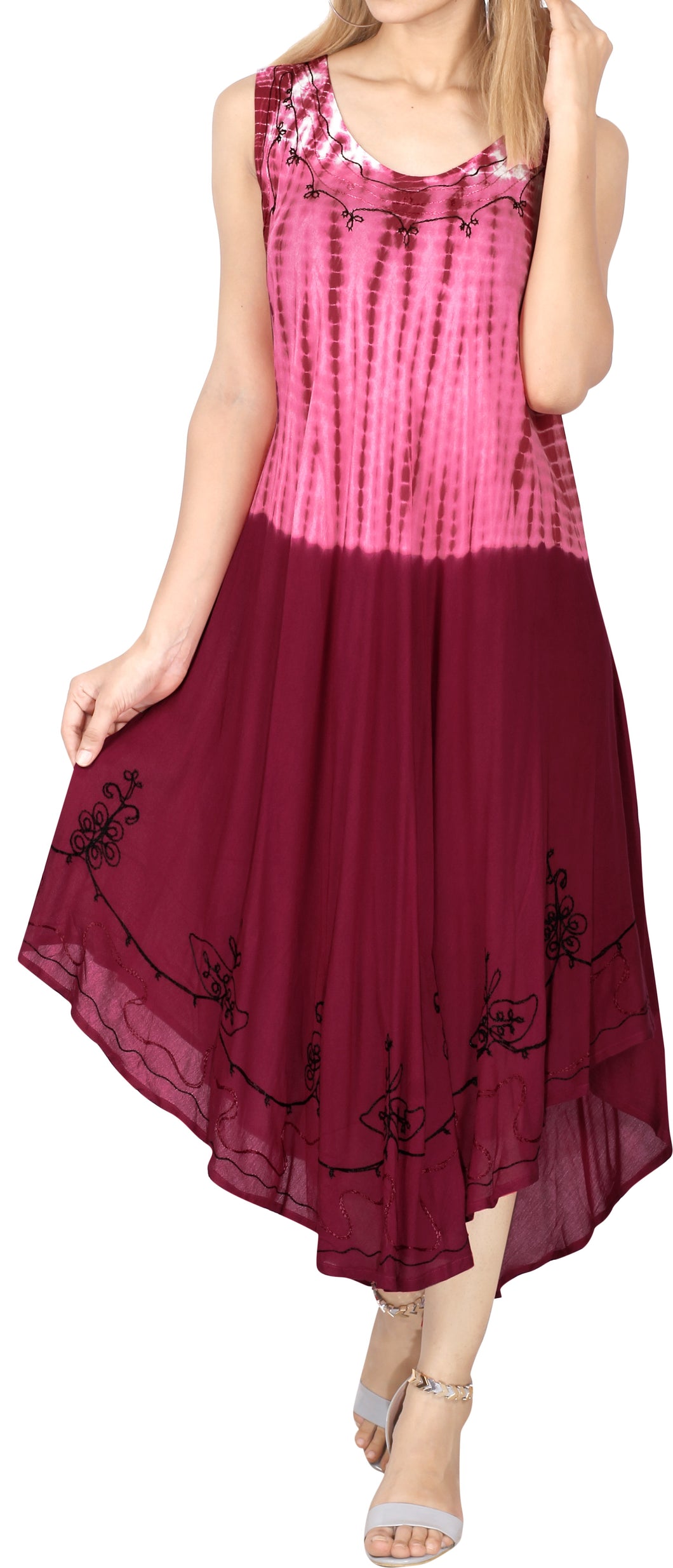 LA LEELA Women's Plus Size A Line House Wear Dresses L-XL Raspberry-AC1025