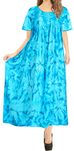 Load image into Gallery viewer, LA LEELA Rayon Tie Dye Beach Formal Beach Casual DRESS Beach Cover up Womens  Teal Blue 117 One Size
