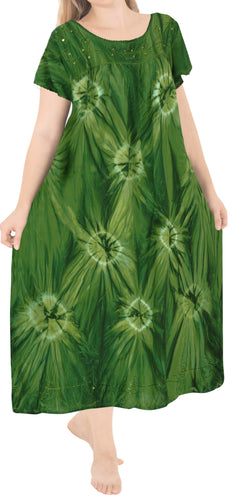 la-leela-casual-dress-beach-cover-up-rayon-tie-dye-butterfly-caftan-womens-party-parrot-green-3202-one-size