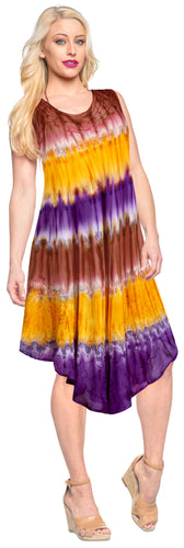 LA LEELA Rayon Tie Dye Maxi Wedding Designer Casual DRESS Beach Cover upes Violet_T793
