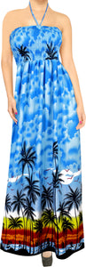 LA LEELA Long Maxi Tropical Palm Tree Beachy Print Halter Neck Tube Dress For Women Beach Vacation Cruise Outfit Ladies