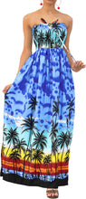 Load image into Gallery viewer, LA LEELA Long Maxi Tropical Palm Tree Beachy Print Halter Neck Tube Dress For Women Beach Vacation Cruise Outfit Ladies