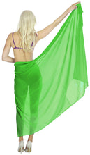 Load image into Gallery viewer, la-leela-sheer-chiffon-women-wrap-beach-sarong-solid-88x42-parrot-green_6386-green_p648
