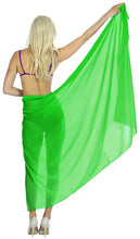 Load image into Gallery viewer, la-leela-sheer-chiffon-women-wrap-beach-sarong-solid-88x42-parrot-green_6386-green_p648