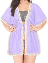 Load image into Gallery viewer, La Leela Soft Gentle Tunic Rayon Kimono Women Swimsuit Bikini Coverup Purple Wom