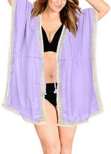 Load image into Gallery viewer, La Leela Soft Gentle Tunic Rayon Kimono Women Swimsuit Bikini Coverup Purple Wom