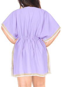 La Leela Soft Gentle Tunic Rayon Kimono Women Swimsuit Bikini Coverup Purple Wom