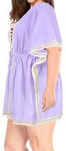 Load image into Gallery viewer, La Leela Soft Gentle Tunic Rayon Kimono Women Swimsuit Bikini Coverup Purple Wom