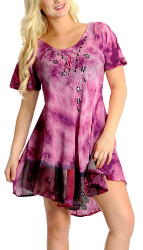la-leela-casual-dress-beach-cover-up-rayon-tie-dye-aloha-beach-women-top-floral-pink-532-one-size