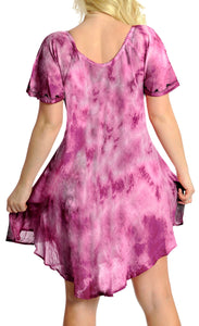 la-leela-casual-dress-beach-cover-up-rayon-tie-dye-aloha-beach-women-top-floral-pink-532-one-size
