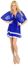 Load image into Gallery viewer, La Leela Sheer Chiffon Lace Worked Beach Swim Cover up/Tunic Caftan Royal Blue