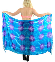 Load image into Gallery viewer, la-leela-rayon-wrap-pareo-swimsuit-women-sarong-tie-dye-72x48-blue_4393-blue_l646