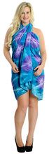 Load image into Gallery viewer, la-leela-rayon-wrap-pareo-swimsuit-women-sarong-tie-dye-72x48-blue_4393-blue_l646