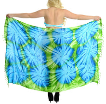 Load image into Gallery viewer, la-leela-rayon-swimwear-women-wrap-sarong-tie-dye-74x47-parrot-green_4396-green_l643