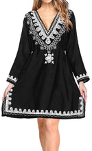 Load image into Gallery viewer, Women&#39;s Swimsuit Rayon Stetchy Embroidered Bikini Beach Cover up Swimwear Black