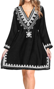 Women's Swimsuit Rayon Stetchy Embroidered Bikini Beach Cover up Swimwear Black