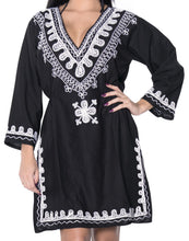 Load image into Gallery viewer, Women&#39;s Swimsuit Rayon Stetchy Embroidered Bikini Beach Cover up Swimwear Black