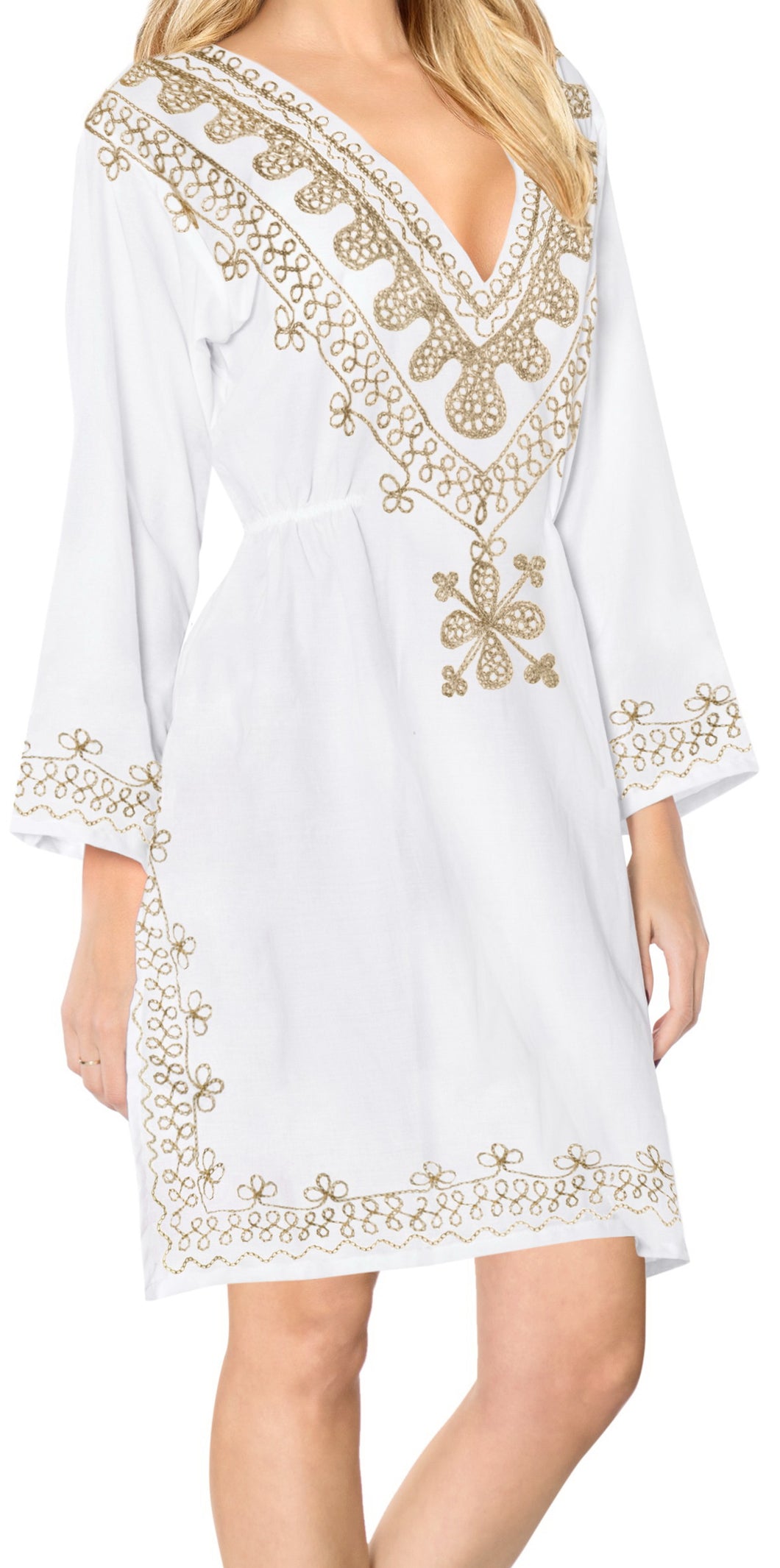 la-leela-rayon-womens-kaftan-style-nightgown-cover-up-dress-bathing-suit Color  White_l633 124532