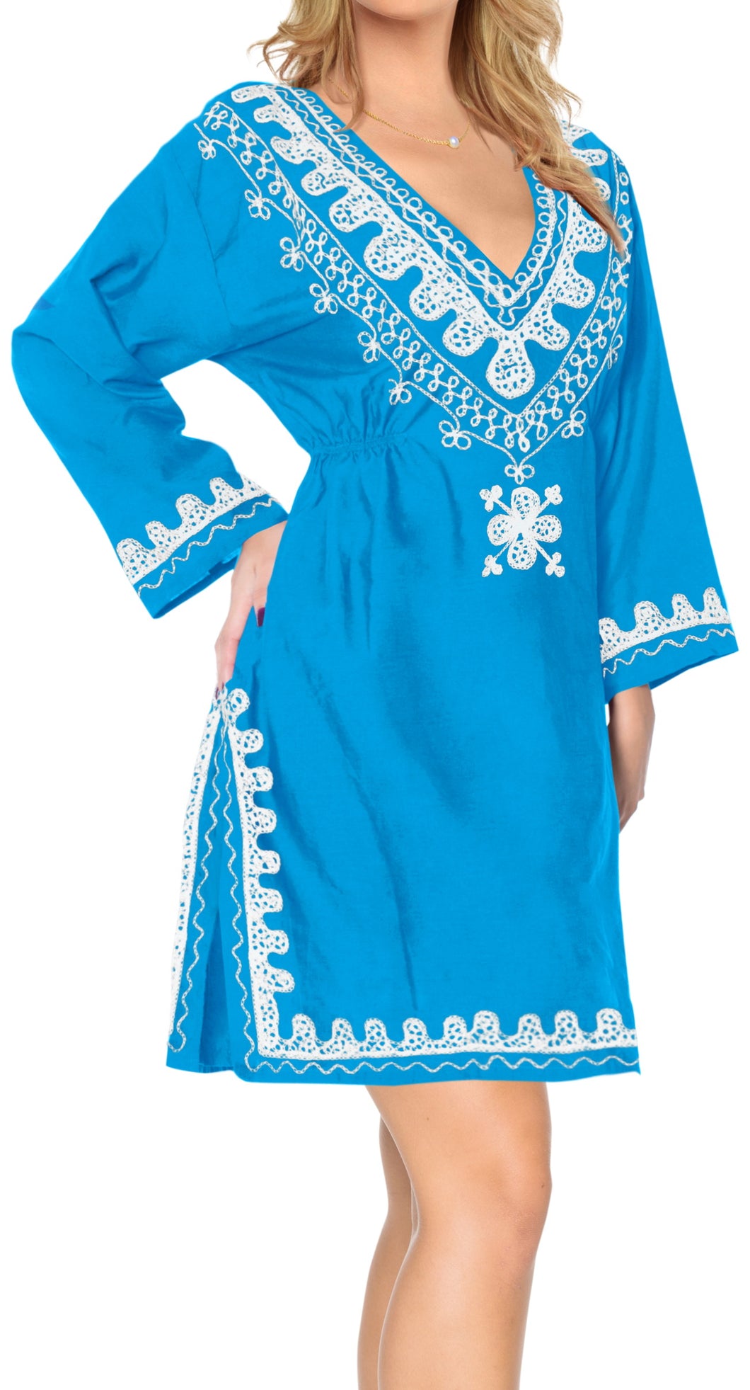 la-leela-rayon-womens-kaftan-style-nightgown-cover-up-dress-bathing-suit   Blue_l630 124535