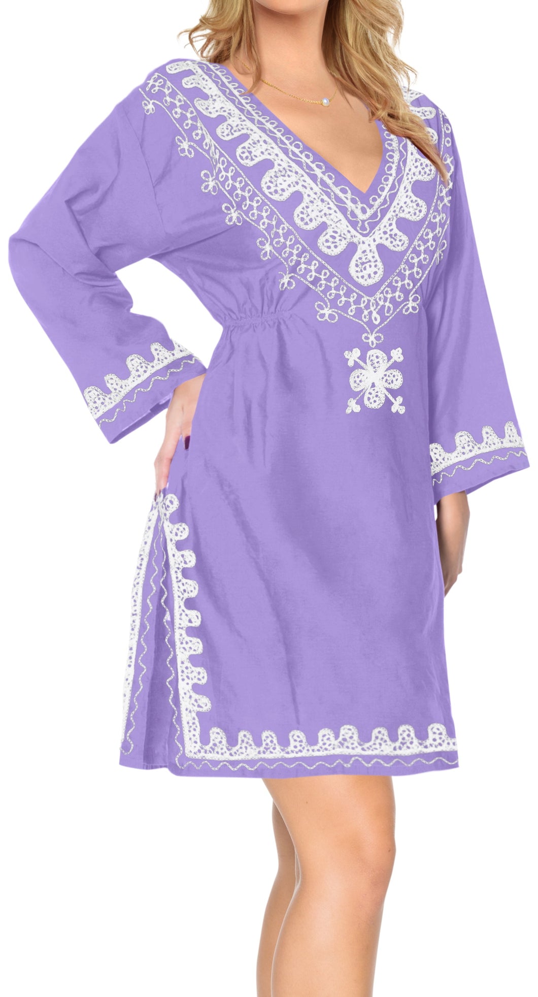 la-leela-rayon-womens-kaftan-style-nightgown-cover-up-dress-bathing-suit   Violet_l629 124536