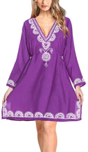 Load image into Gallery viewer, Hand Embroidered Swimwear Bikini Swimsuit Bathing Suit Cover up Rayon Violet
