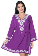 Load image into Gallery viewer, Hand Embroidered Swimwear Bikini Swimsuit Bathing Suit Cover up Rayon Violet