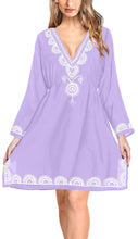 Load image into Gallery viewer, Beach Cover up Rayon Embroidered Women&#39;s Swimwear Swimsuit Bikini Casual Purple