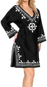 LA LEELA-Women's-One-Size-Caftan-Dress-Kaftan-Cover-Up-Sleepwear-Tops-Short-Midi 
