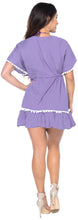 Load image into Gallery viewer, La Leela Rayon V NECK POM POM LACE Beach SWIMSUIT Cover up TUNIC Light Purple