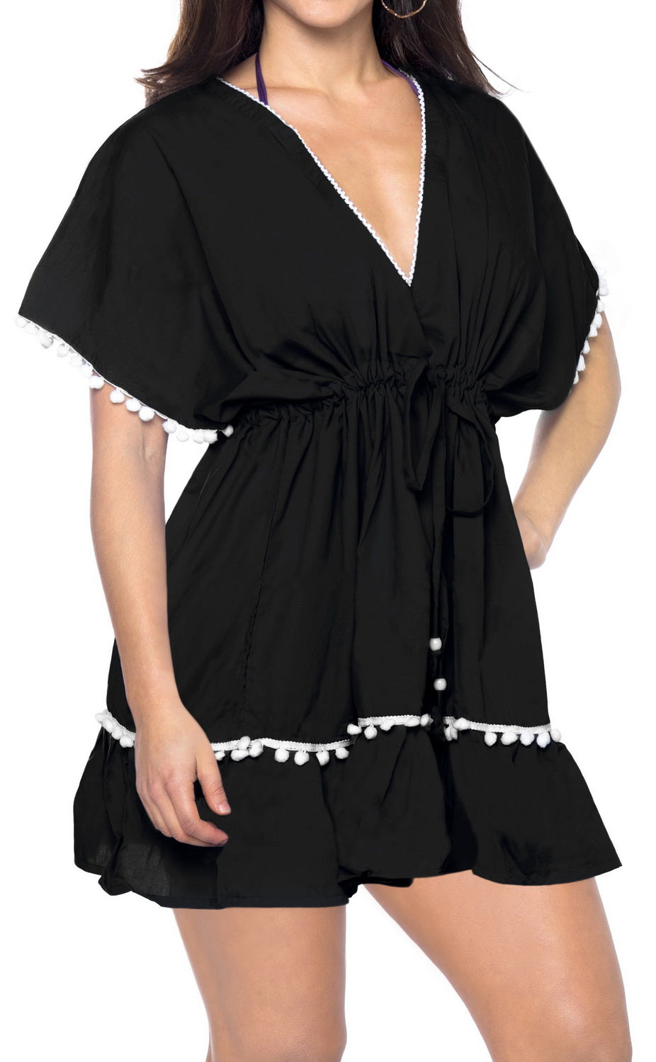 la-leela-bikini-swim-beach-wear-swimsuit-cover-ups-women-caftan-dress-solid-OSFM 16-32W [XL- 5X]-Halloween Black_L582
