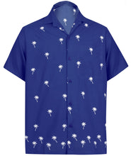 Load image into Gallery viewer, la-leela-mens-beach-hawaiian-casual-aloha-button-down-short-sleeve-shirt-blue_w823