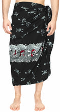 Load image into Gallery viewer, la-leela-men-sarong-soft-light-printed-nightwear-pareo-lungi-boys-wrap-72x42-black_3027