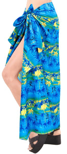 LA LEELA Women Hawaiian Sarong For Women Plus Size Beach Wrap One Size Blue_I811