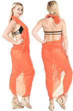 Load image into Gallery viewer, La Leela Women&#39;s Hawaiian Bikini Beach Wrap Sheer Sarong Swimming Bathing suit Beachwear Swim Dress Pareo Cover up Long 78&quot;X42&quot;  Orange 124948