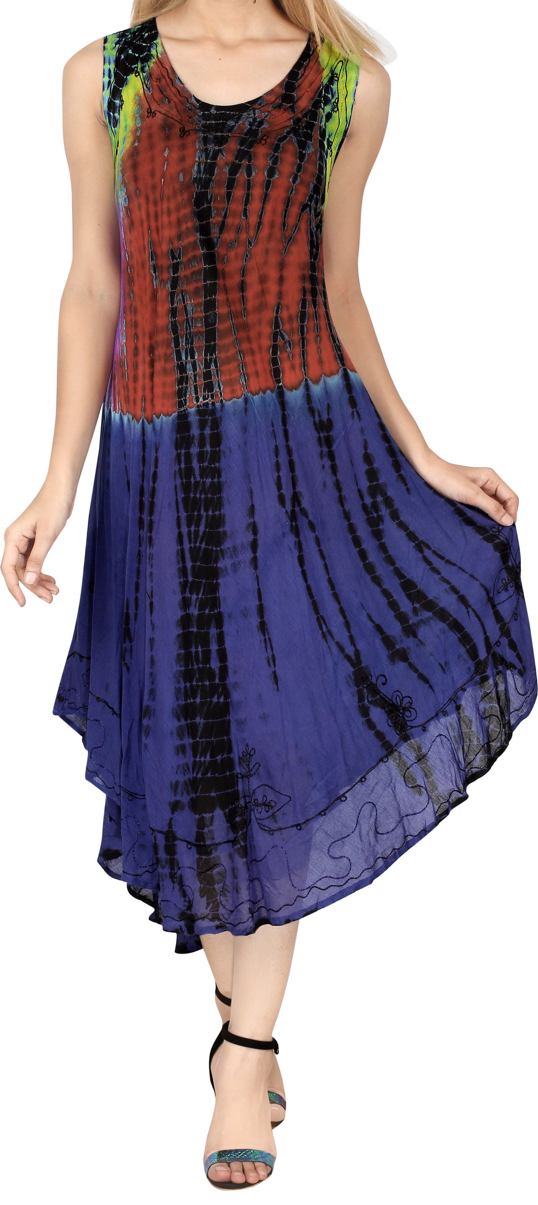 Women's Caftan Cover up Rayon Beach MAXI DRESS Cover Up Hand Tie Dye Design Swim