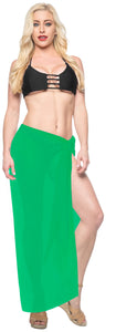 La Leela Women's Bikini Beach Wrap Hawaiian Sarong Swimming Suit Bathing Pareo Beachwear Dress Cover up Long 68"x42" Green 125168